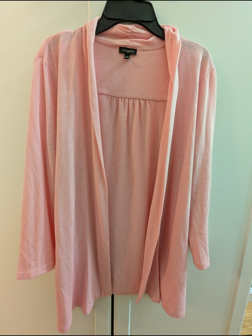 Talbots Soft Pink Open-Front Cardigan